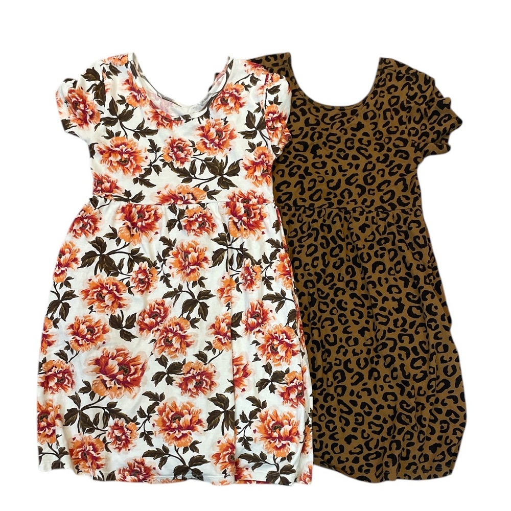 Old Navy Dress Set Floral and Leopard Print Pockets Size L (10-12)